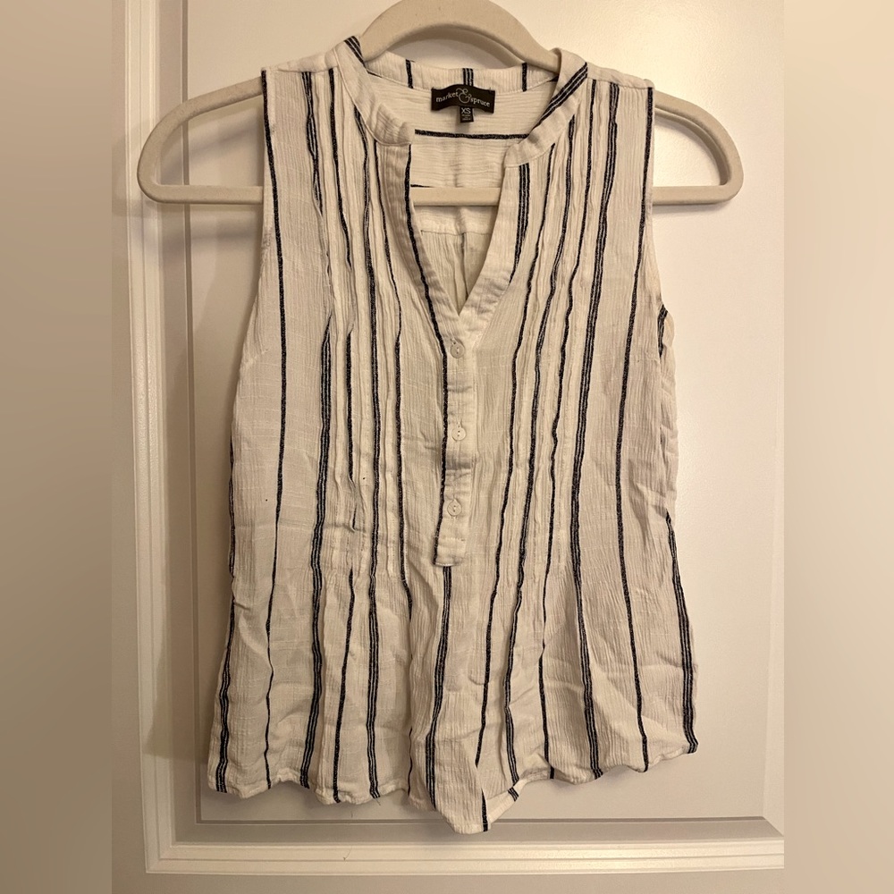 Blue and white striped blouse